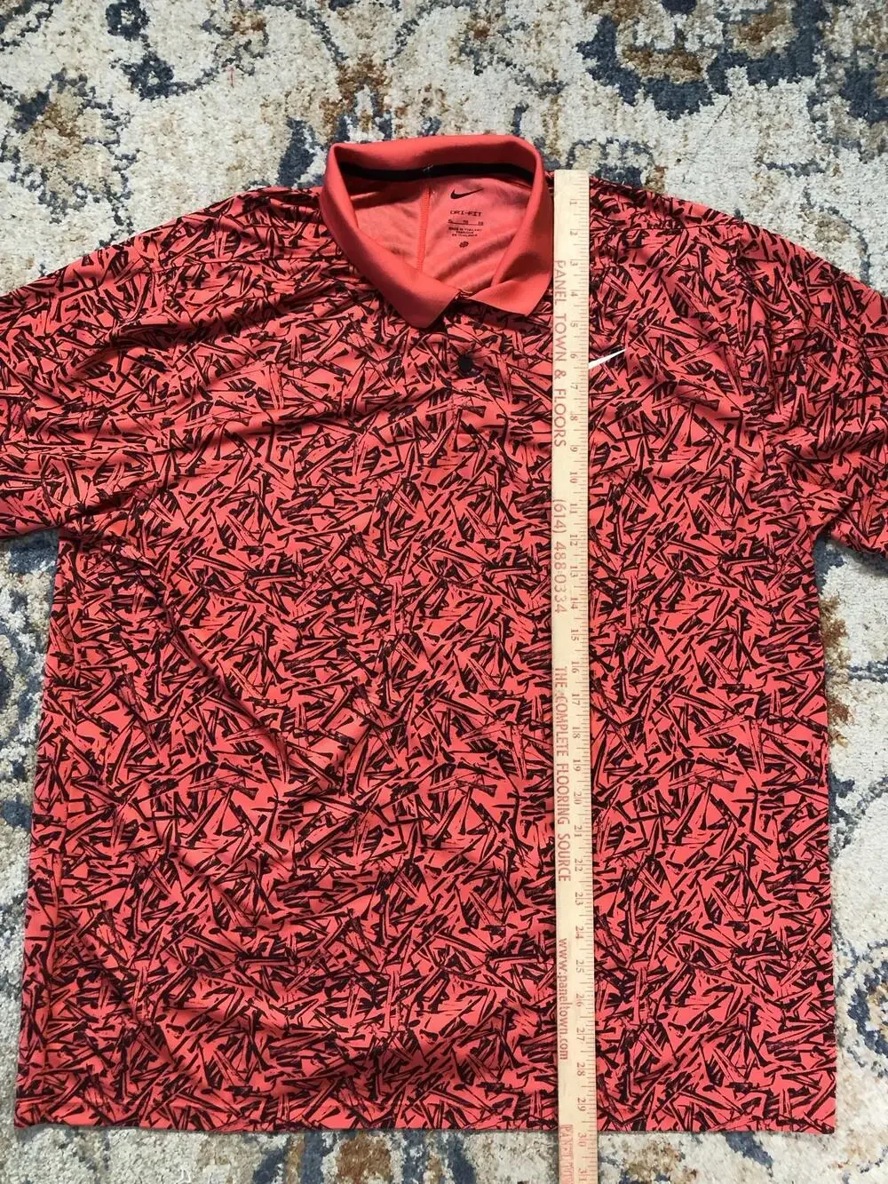 Nike Dri-FIT Polo Shirt Mens XL Red Abstract Print Golf Short Sleeve Performance